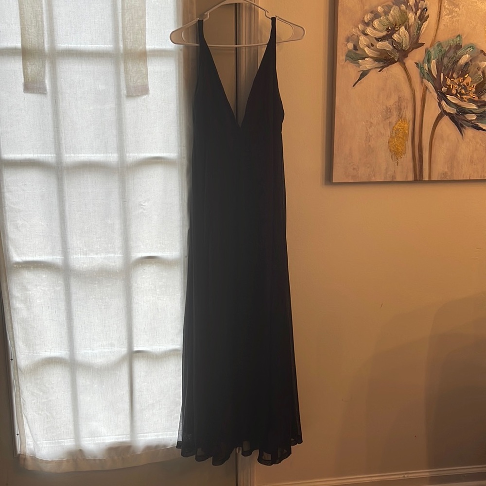 Black chiffon Deep V dress